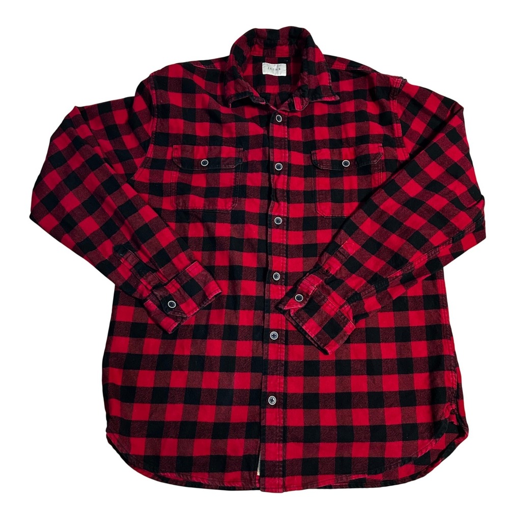 JACHS GF CO Mens Red Black Buffalo Plaid Flannel Shirt XLT Long Sleeve Button Up